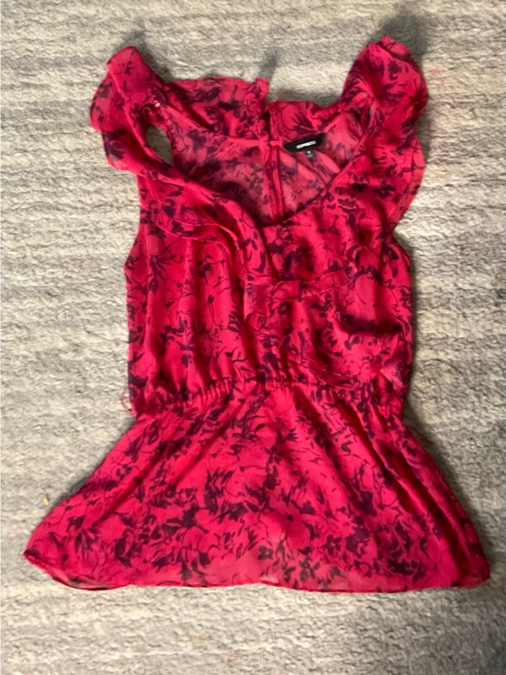 Express Red Floral Ruffle Camisole